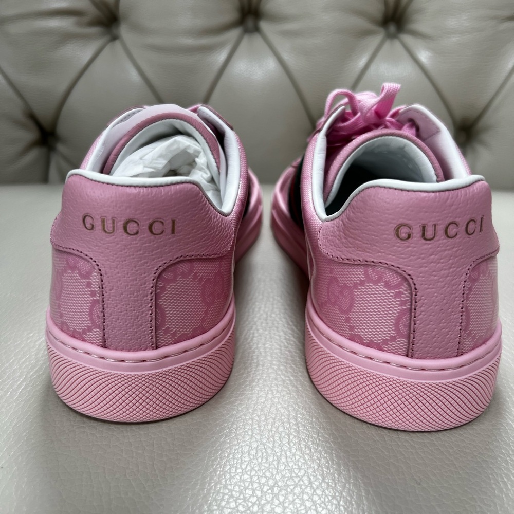 New Gucci PINK Lace-Up Sneakers Shoes - Picture 6 of 11